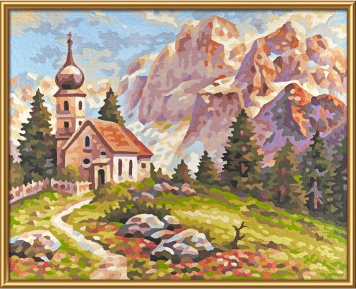Kostolík v Dolomitoch (24 x 30 cm)